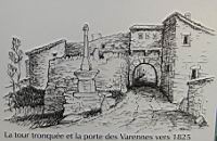 Chazay d'Azergues - La tour tronquee et la porte des Varennes (dessin)